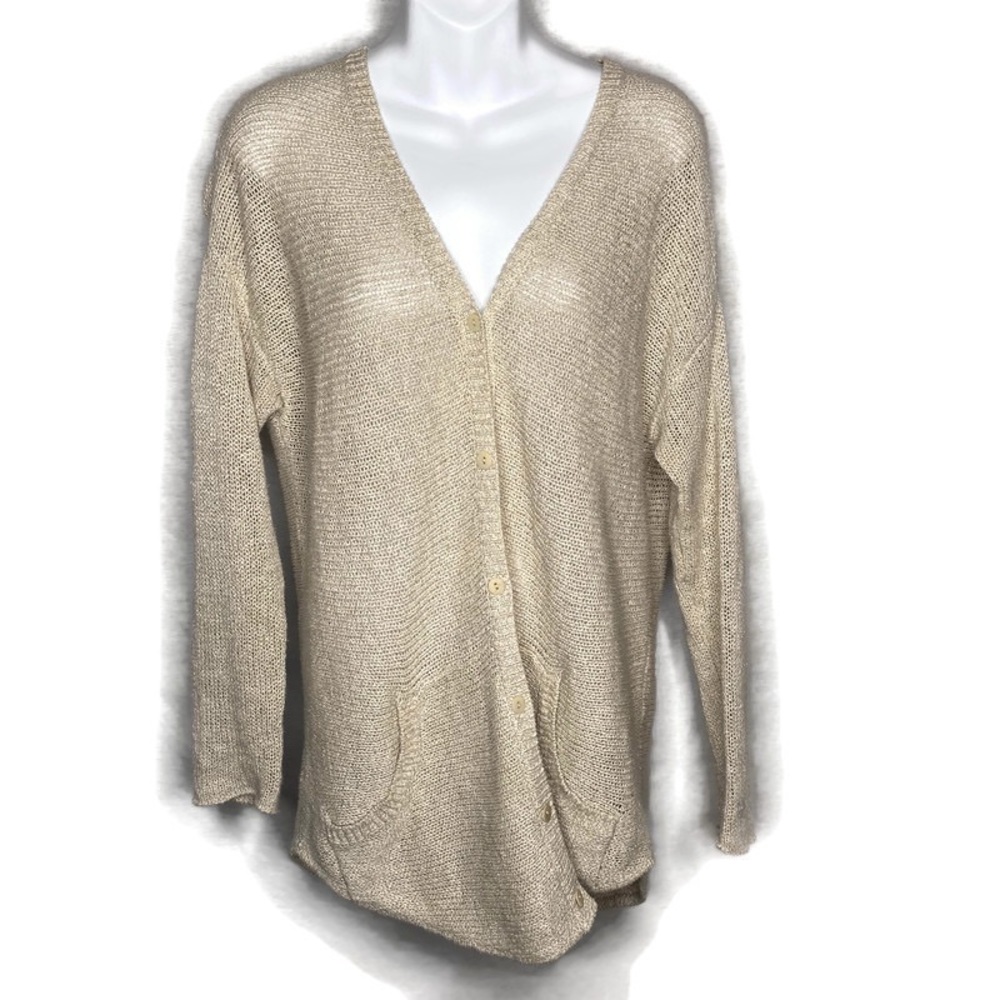 Eileen Fisher Knit Linen Blend Cardigan Oversized